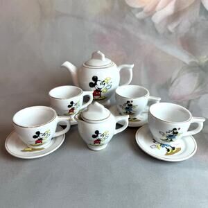 Vintage Disney Mickey & Minnie Mouse Miniature Ceramic Tea Set